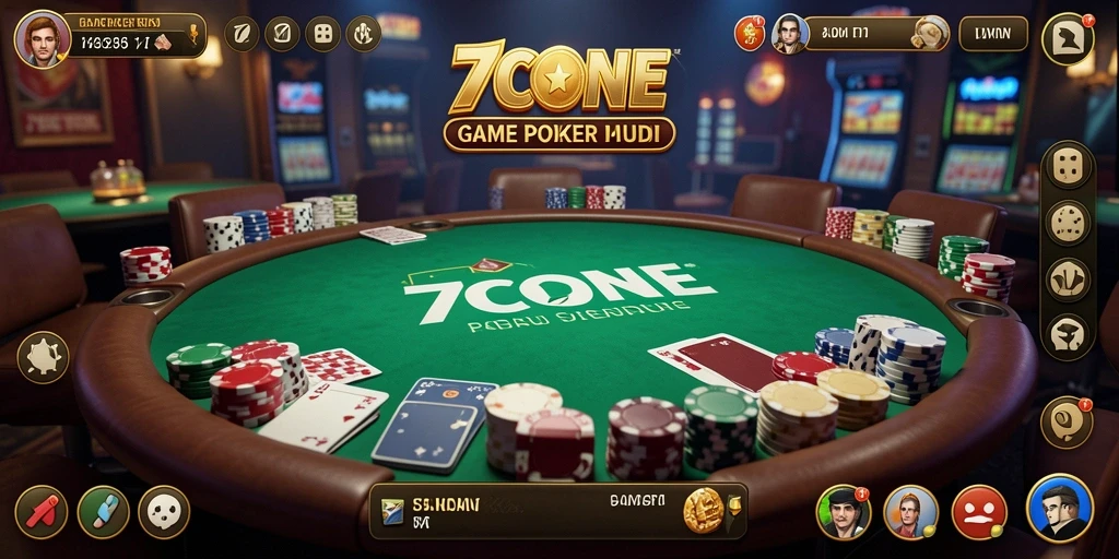 Screenshot utama 7CONE menampilkan aksi seru permainan Poker.