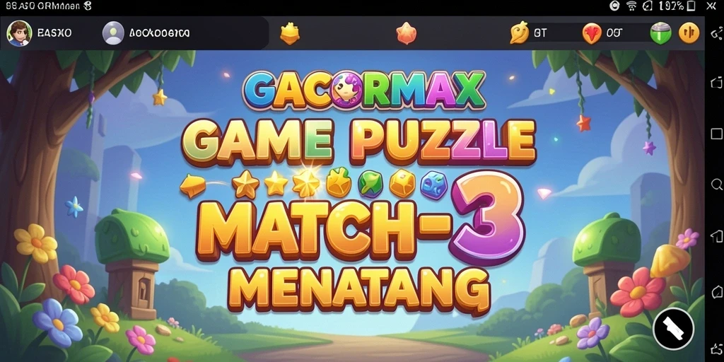 Screenshot utama GACORMAX menampilkan gameplay Match-3 yang seru.