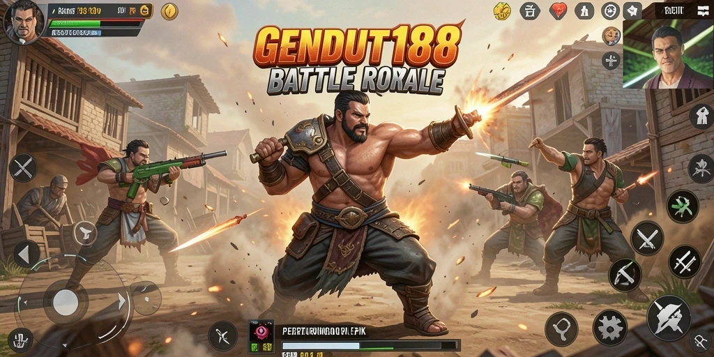 Tampilan gameplay GENDUT188 dengan aksi battle royale yang intens.