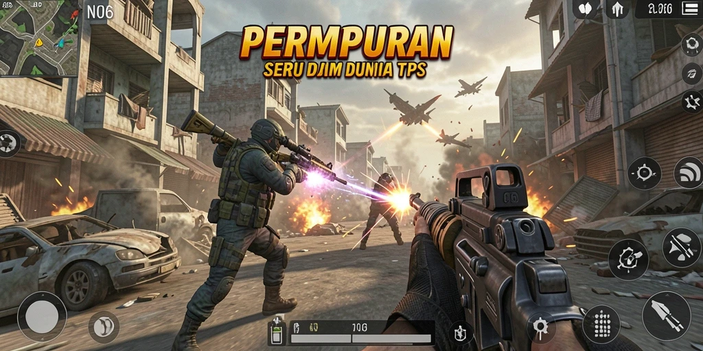 Screenshot gameplay N06 yang menunjukkan aksi seru dalam TPS.