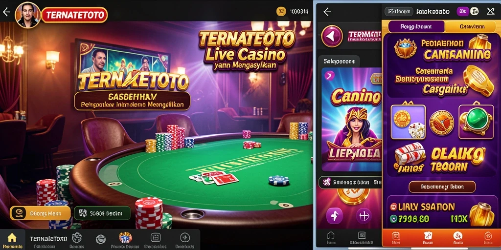Screenshot gameplay TERNATETOTO dengan dealer live dan suasana casino yang mendebarkan.