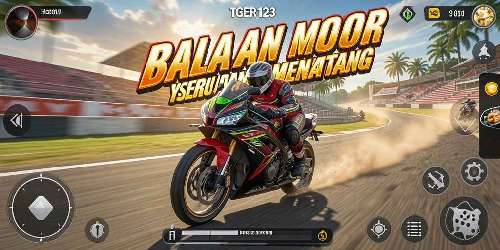 Screenshot menampilkan aksi balapan seru di TGER123.