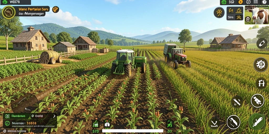 Tampilan gameplay WE878 saat menanam dan merawat tanaman.